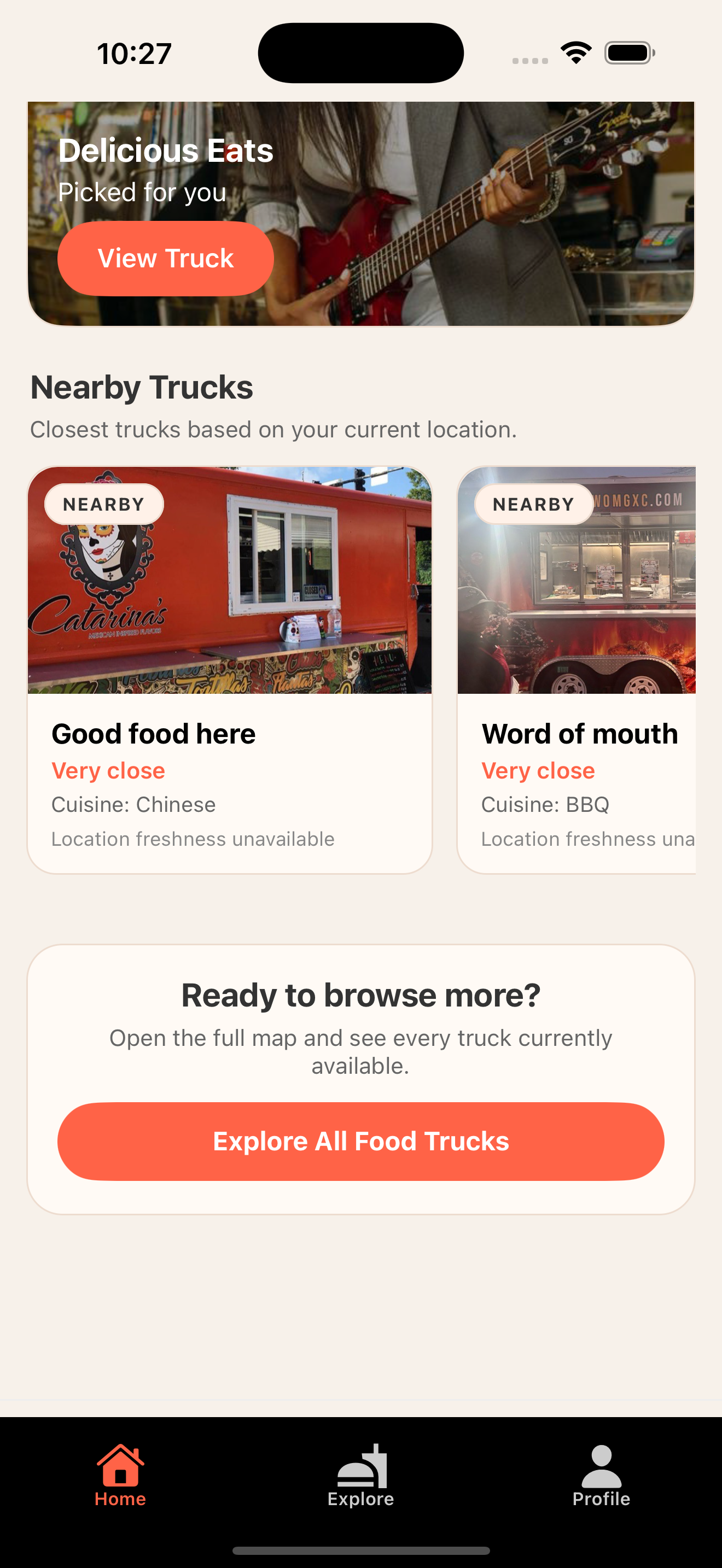 Live foodie simulator view