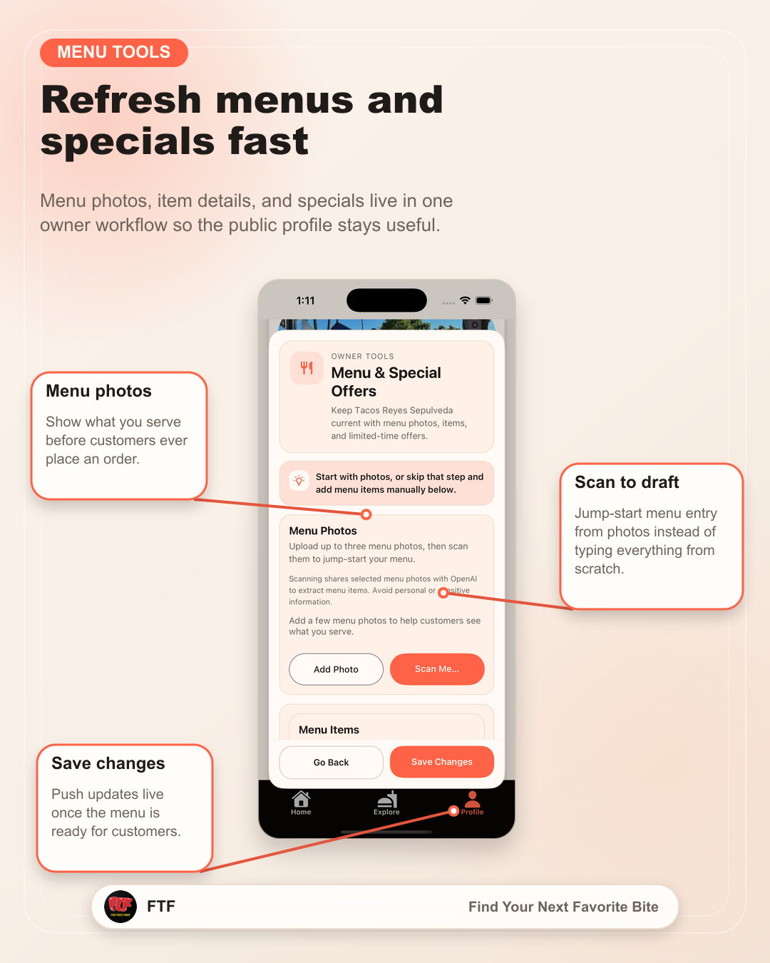 Owner menu management